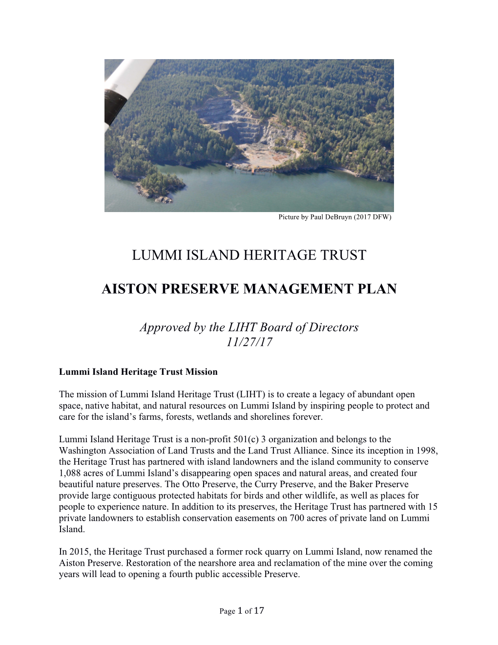Lummi Island Heritage Trust Aiston Preserve