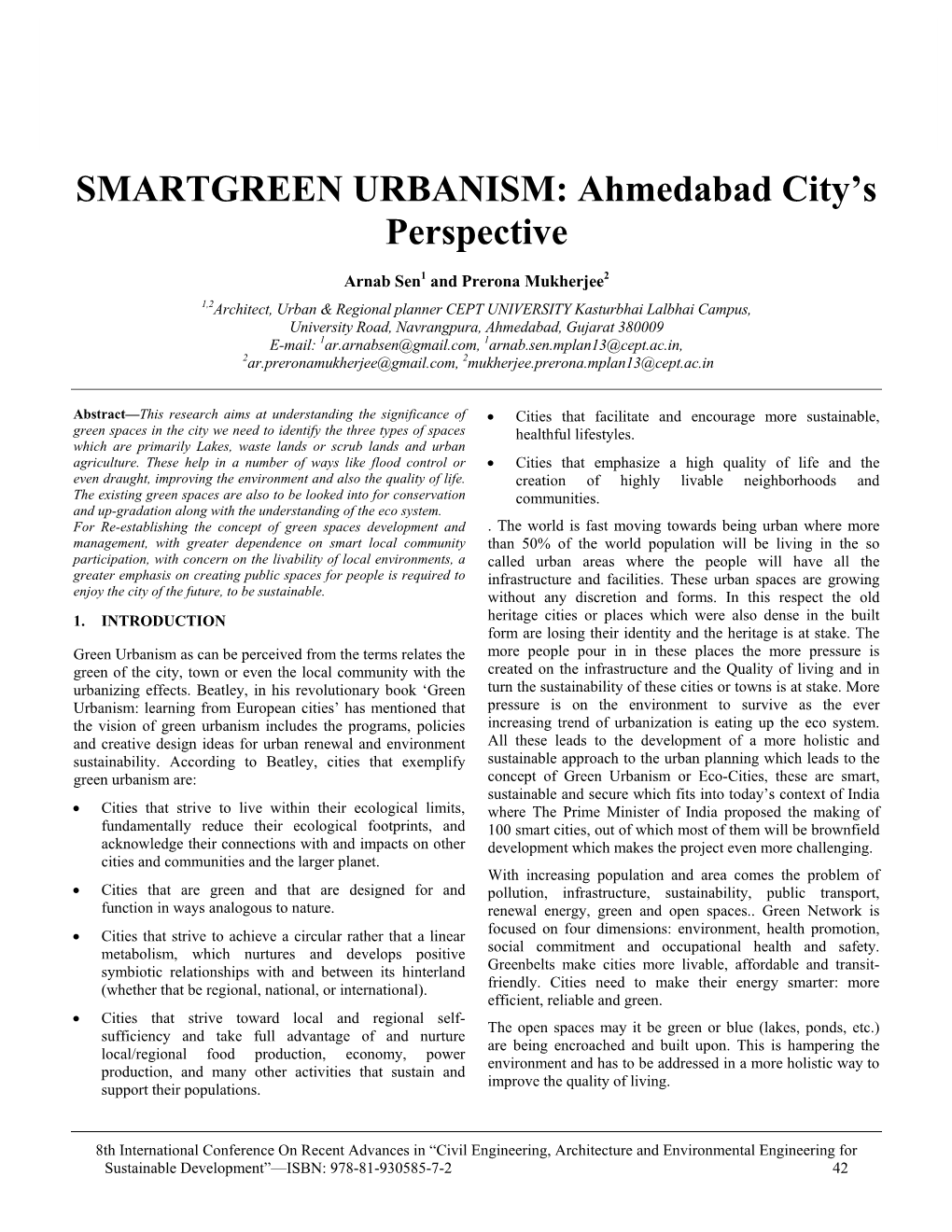 SMARTGREEN URBANISM: Ahmedabad City's Perspective