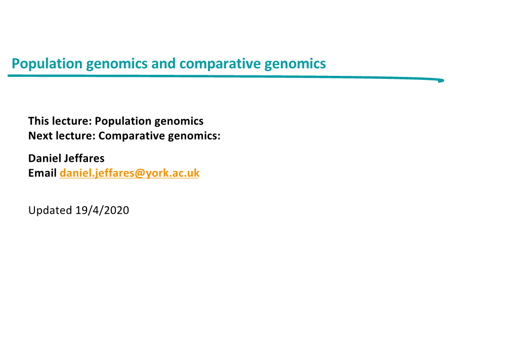 Population Genomics and Comparative Genomics