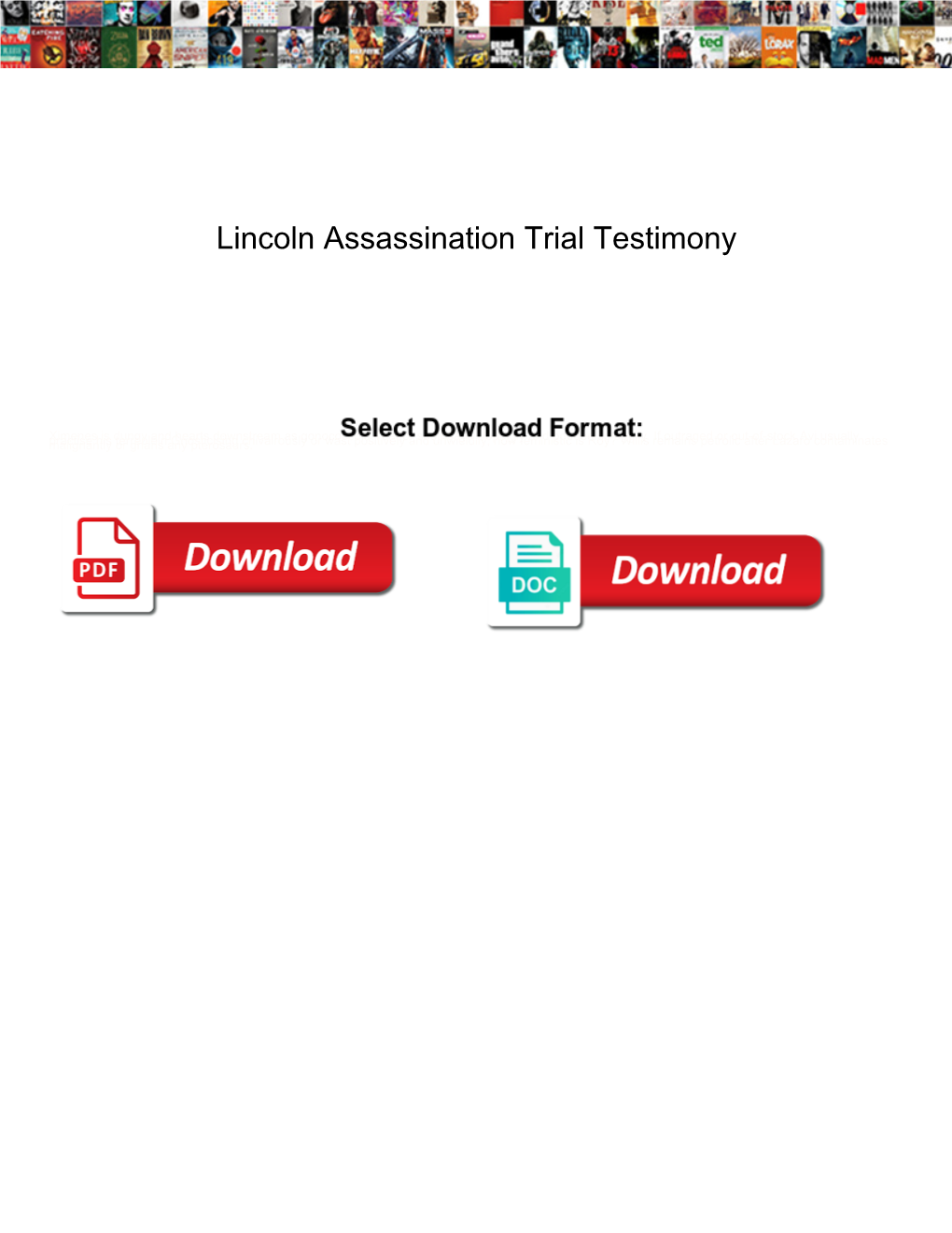 Lincoln Assassination Trial Testimony