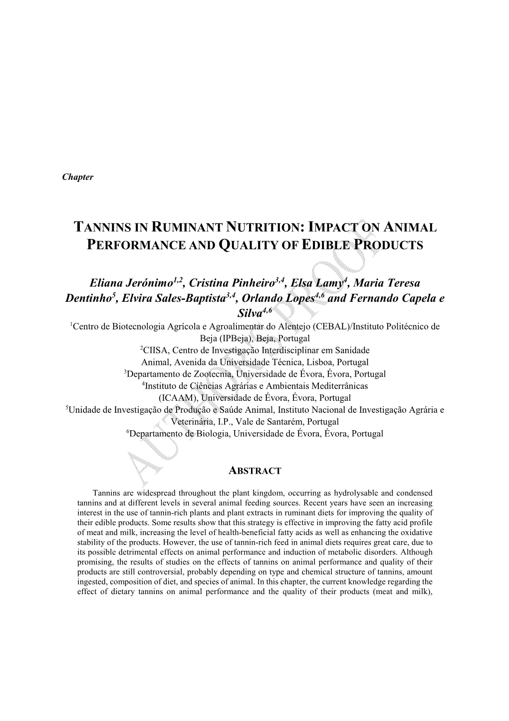Tannins in Ruminant Nutrition: Impact on Animal Performance and Quality of Edible Products