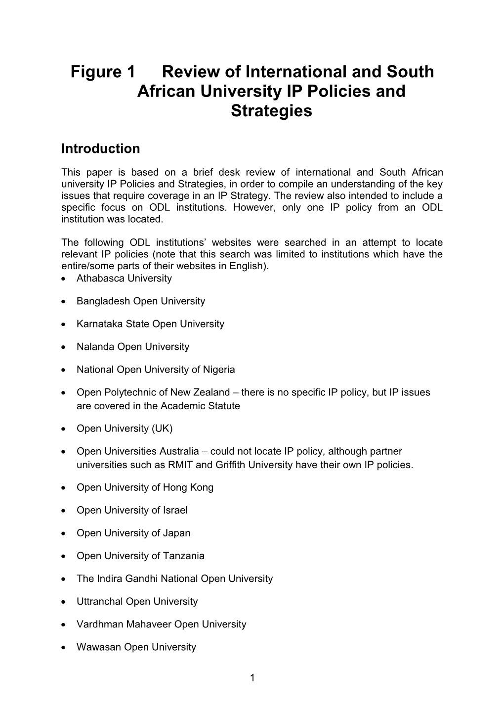 Review of International and South African University IP Policies and Strategies