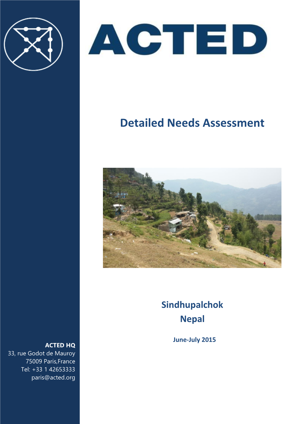 Detailed Needs Assessments- Sindhupalchok June-July 2015