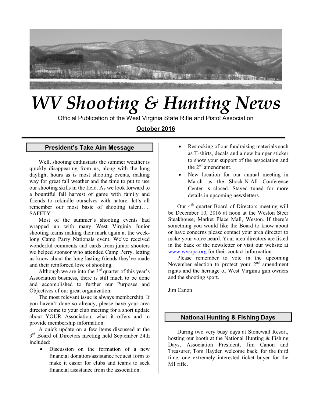 WV Shooting & Hunting News