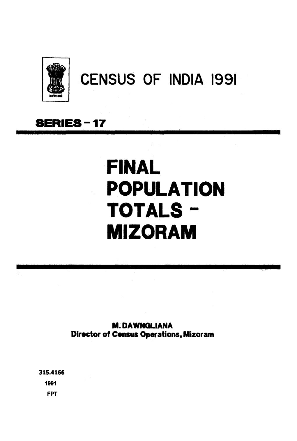 Final Population Totals - Mizoram