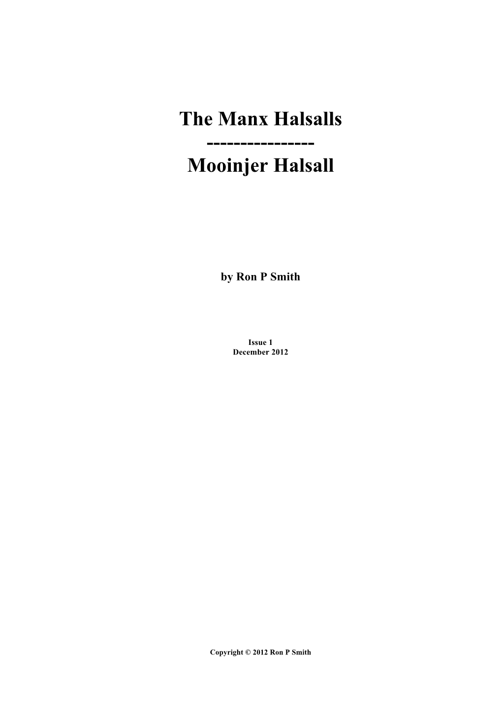 The Manx Halsalls ------Mooinjer Halsall