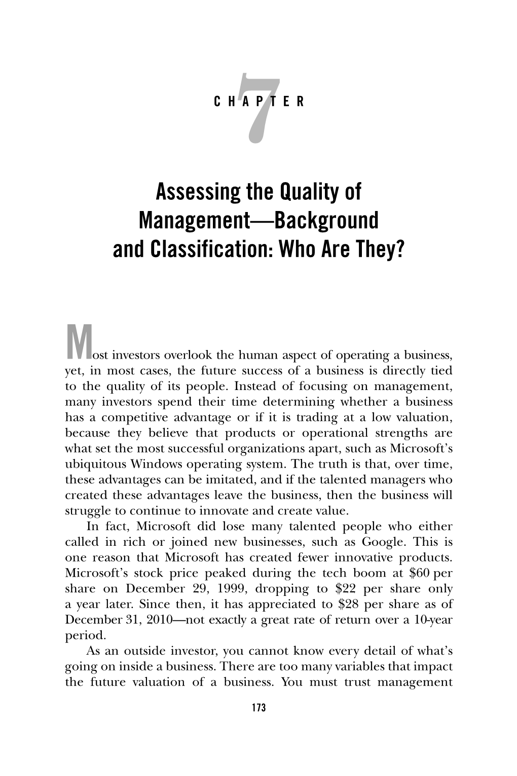 Assessing the Quality of Management—Background and Classification: Who Are They?