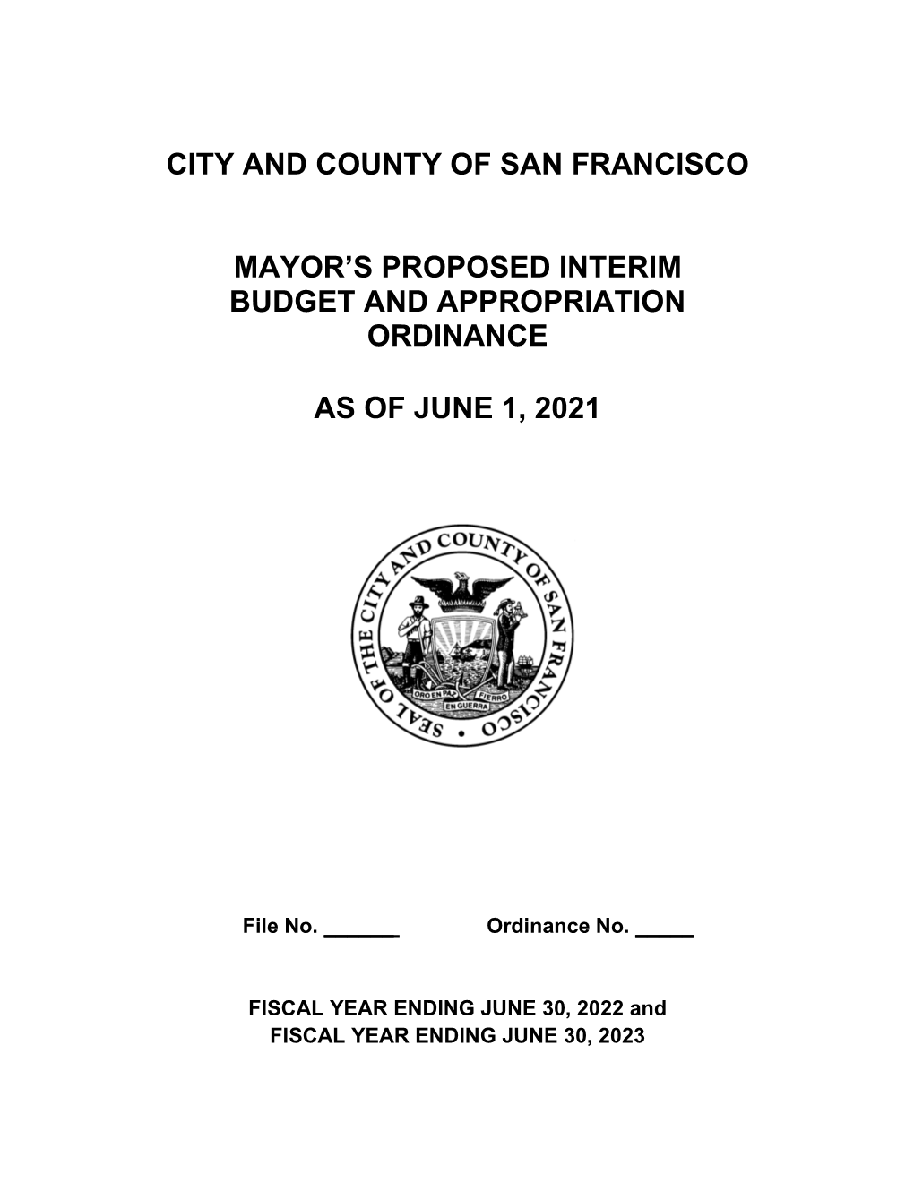 City and County of San Francisco Mayor's