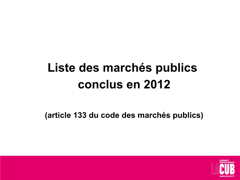 Marchés Publics 2012