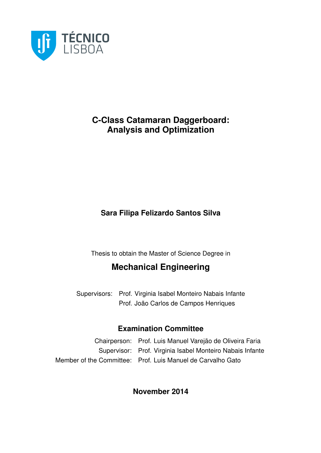 C-Class Catamaran Daggerboard: Analysis and Optimization Mechanical Engineering