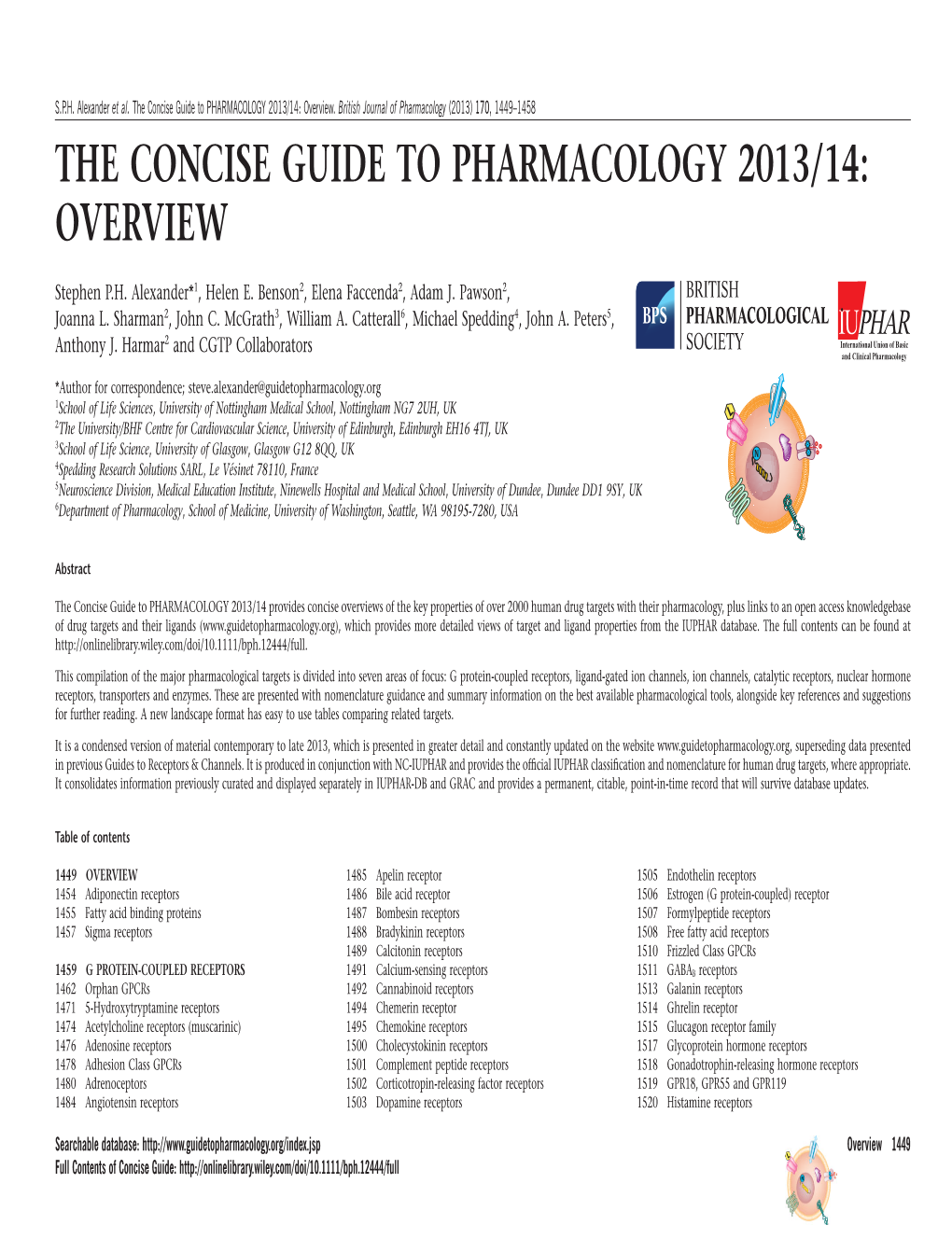 The Concise Guide to PHARMACOLOGY 2013/14: Overview