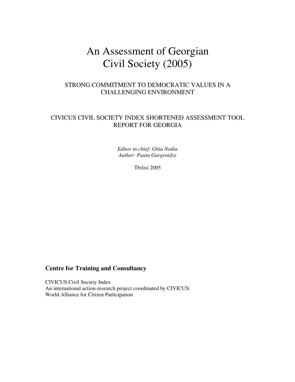 An Assessment of Georgian Civil Society (2005)