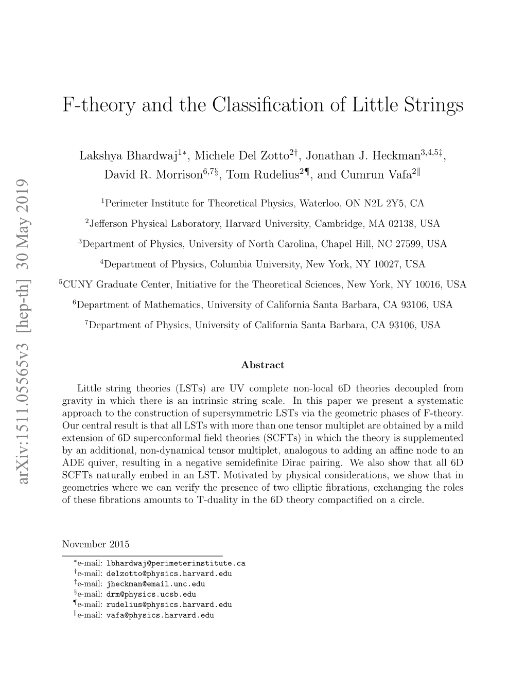 F-Theory and the Classification of Little Strings