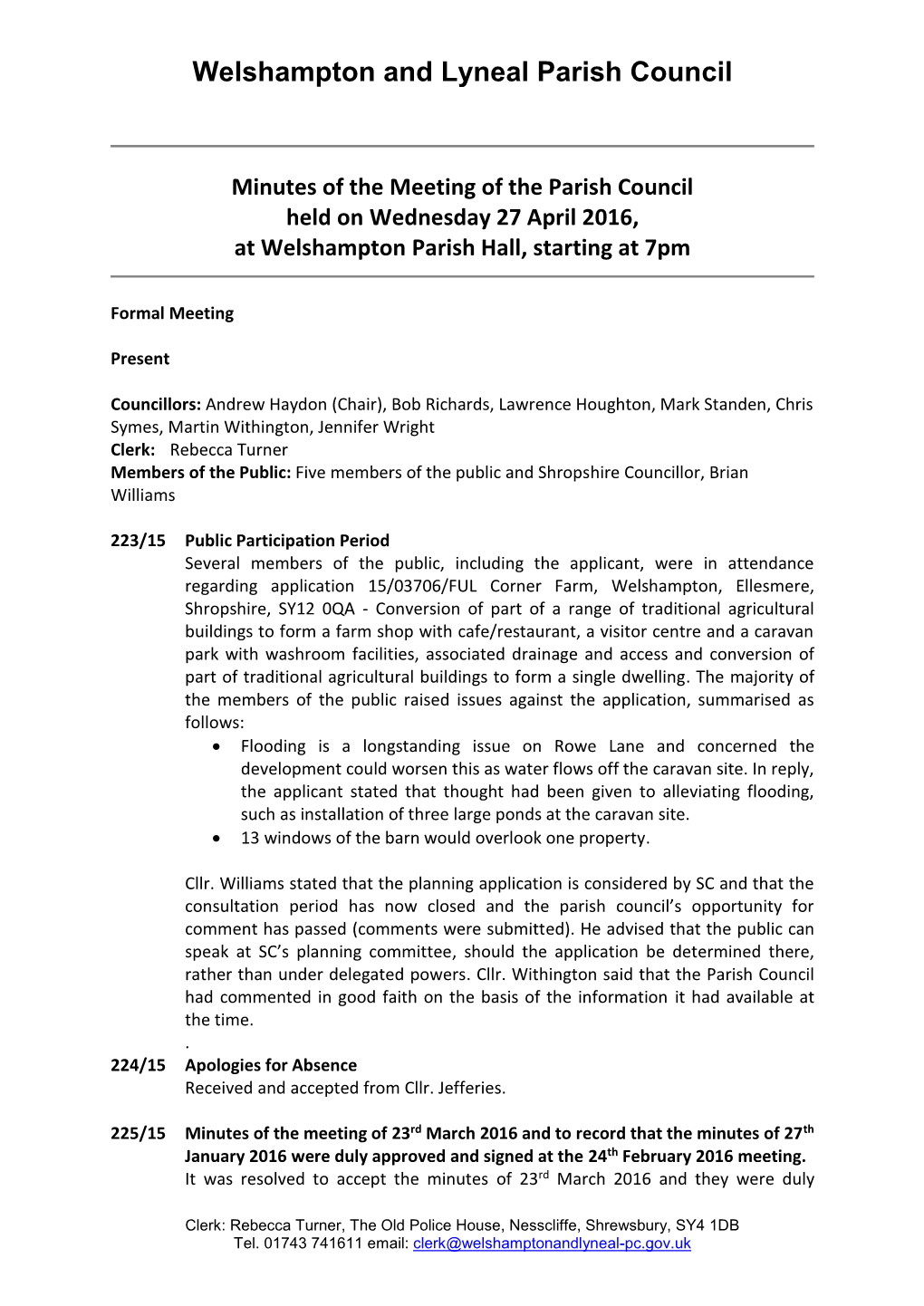 Welshampton and Lyneal Parish Council