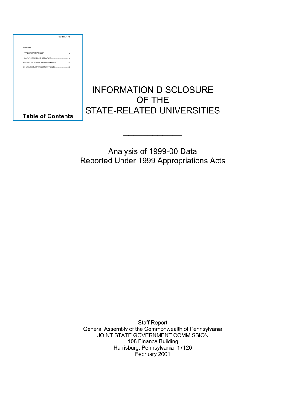 Information Disclosure of the State-Related Universities