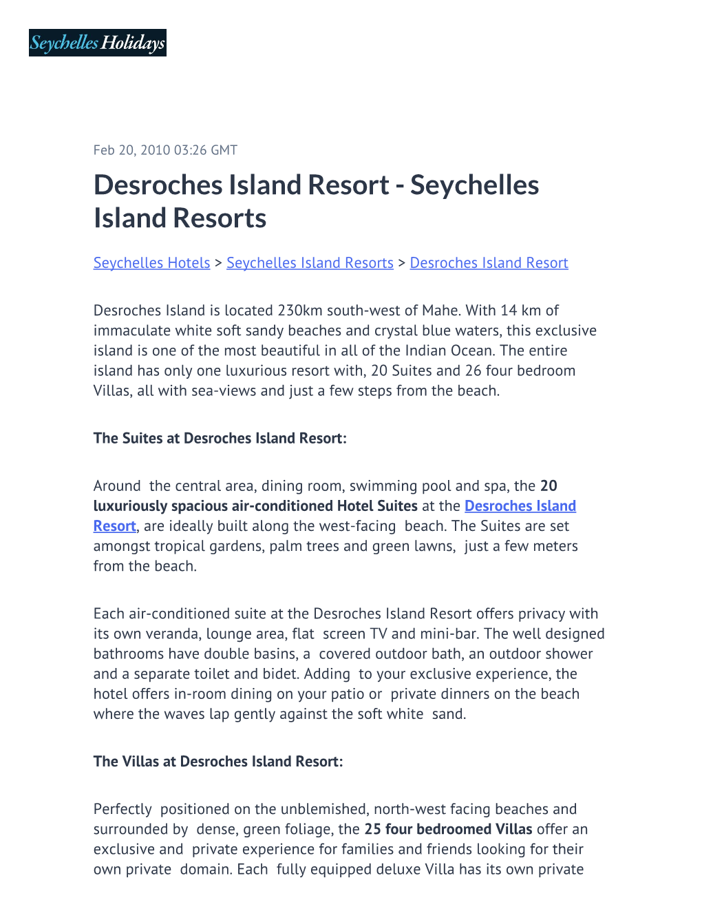 Desroches Island Resort - Seychelles Island Resorts