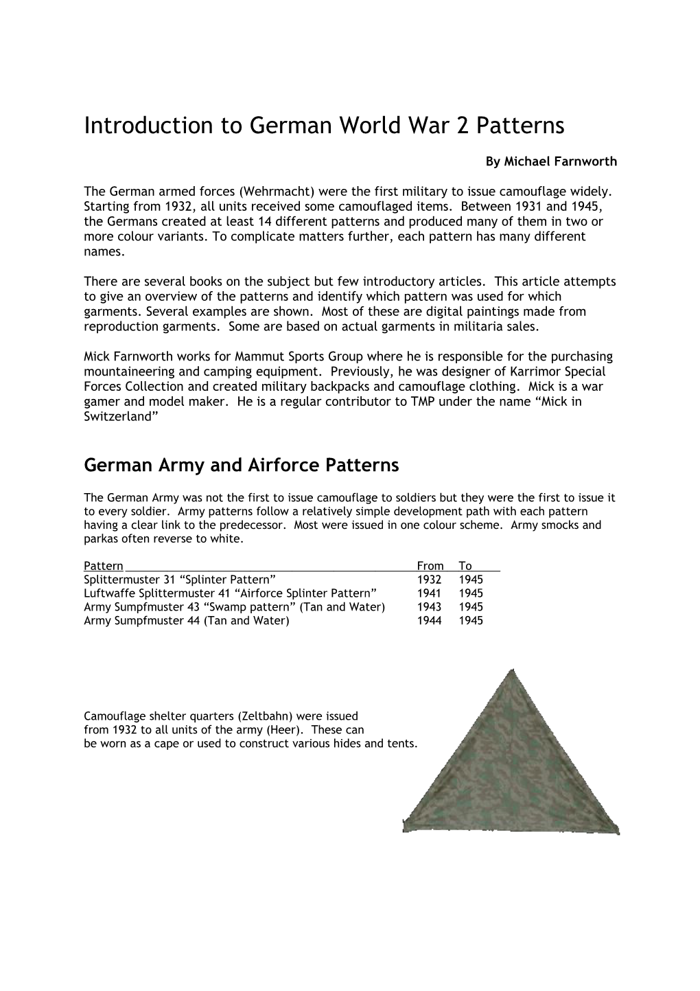Introduction to German World War 2 Patterns