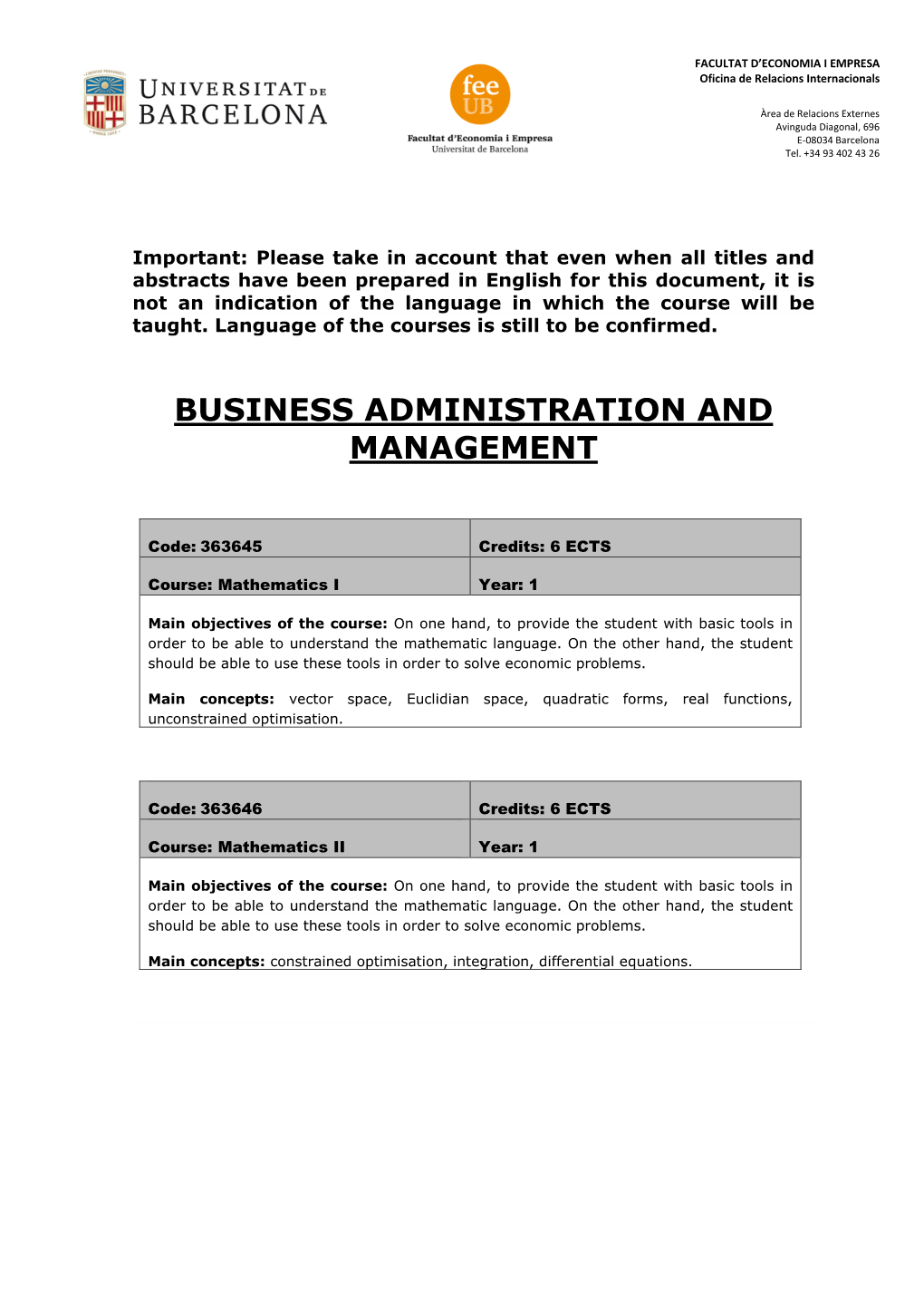 Business Administration and Management