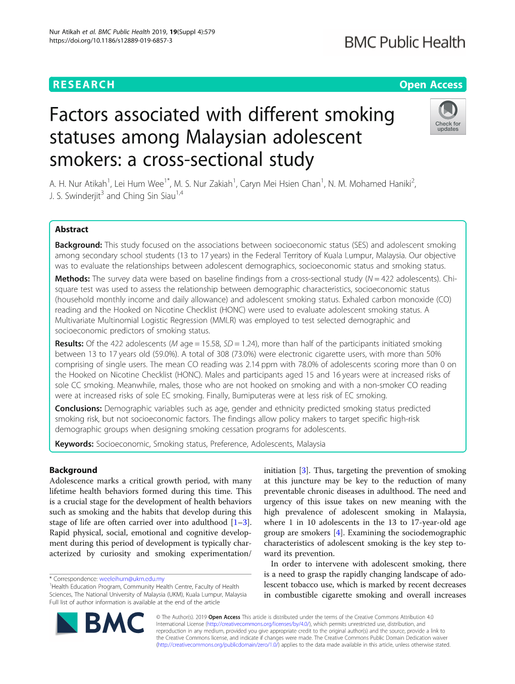View of Smoking Research in Malaysia