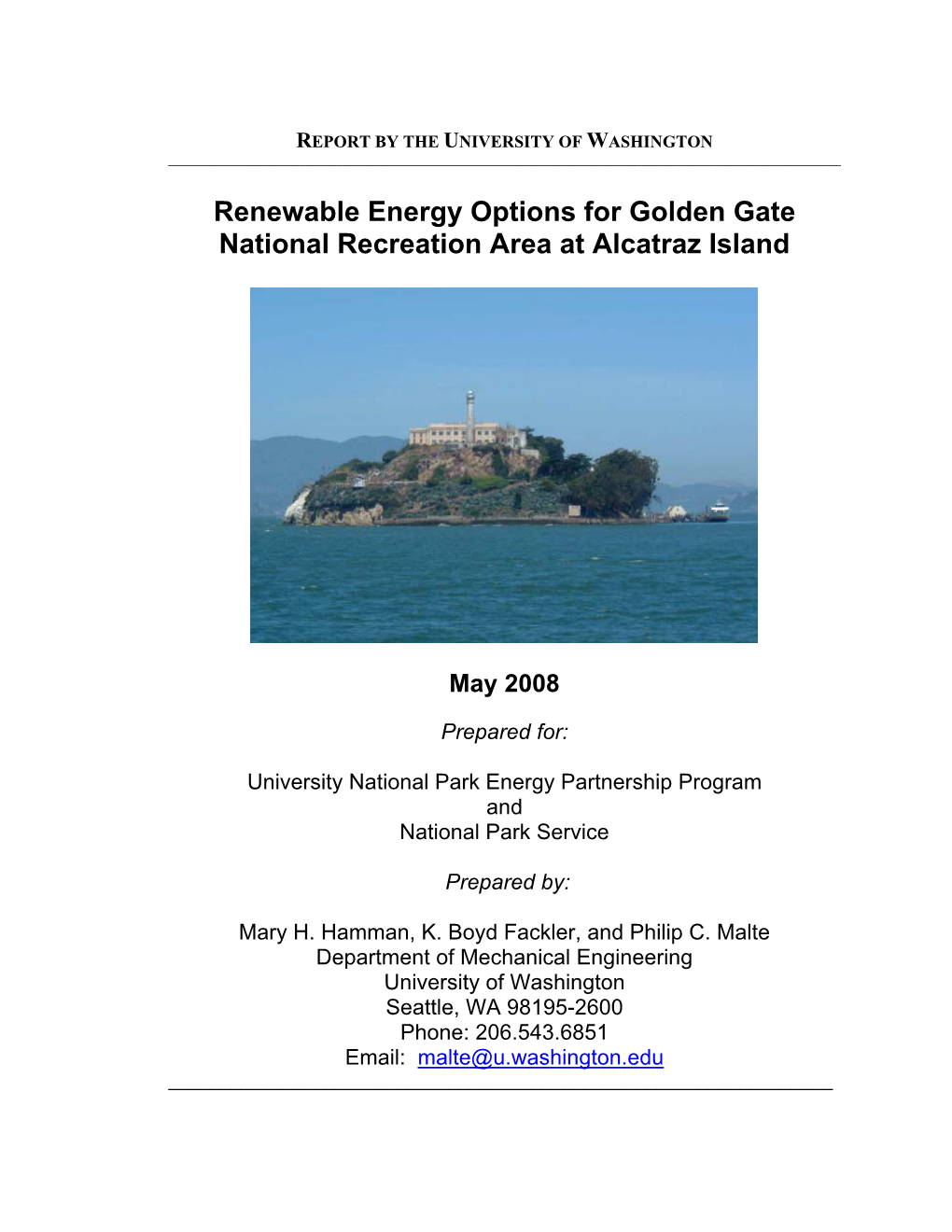 Renewable Energy Options for Golden Gate National Recreation Area at Alcatraz Island