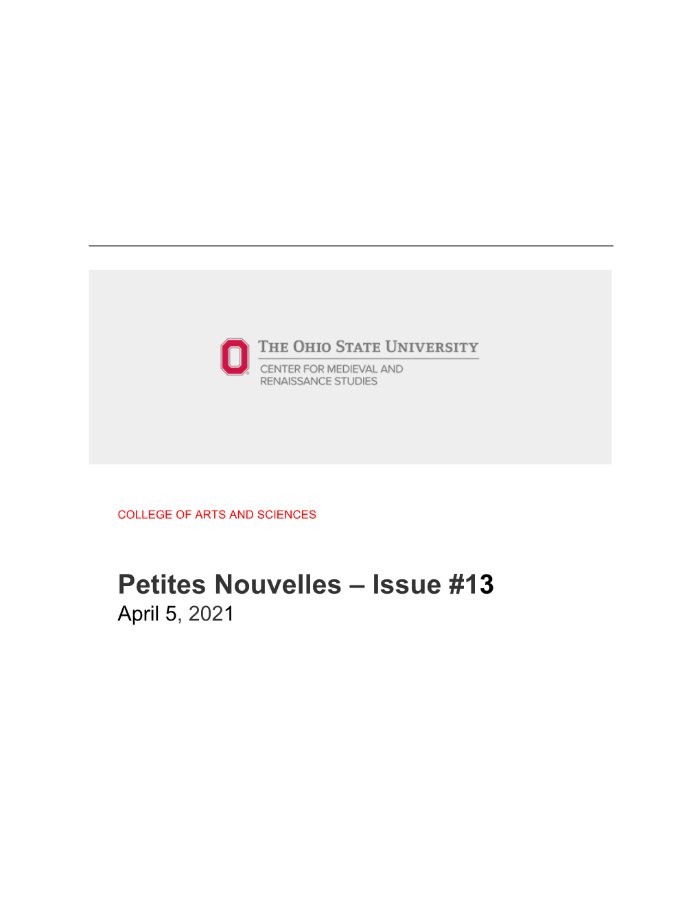 Petites Nouvelles – Issue #13 April 5, 2021 Brussels, Bibliothèque Royale IV