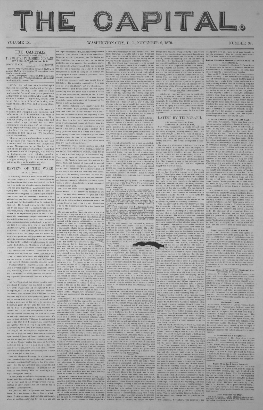 Volume Ix. Washington City, Dc, November 9,1879. Number 37