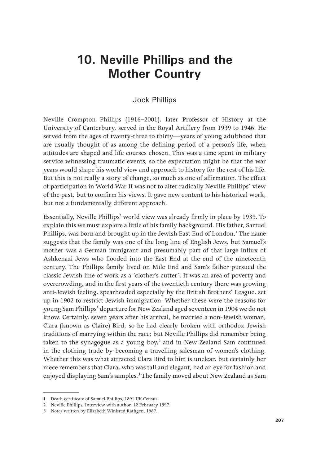 Neville Phillips and the Mother Country