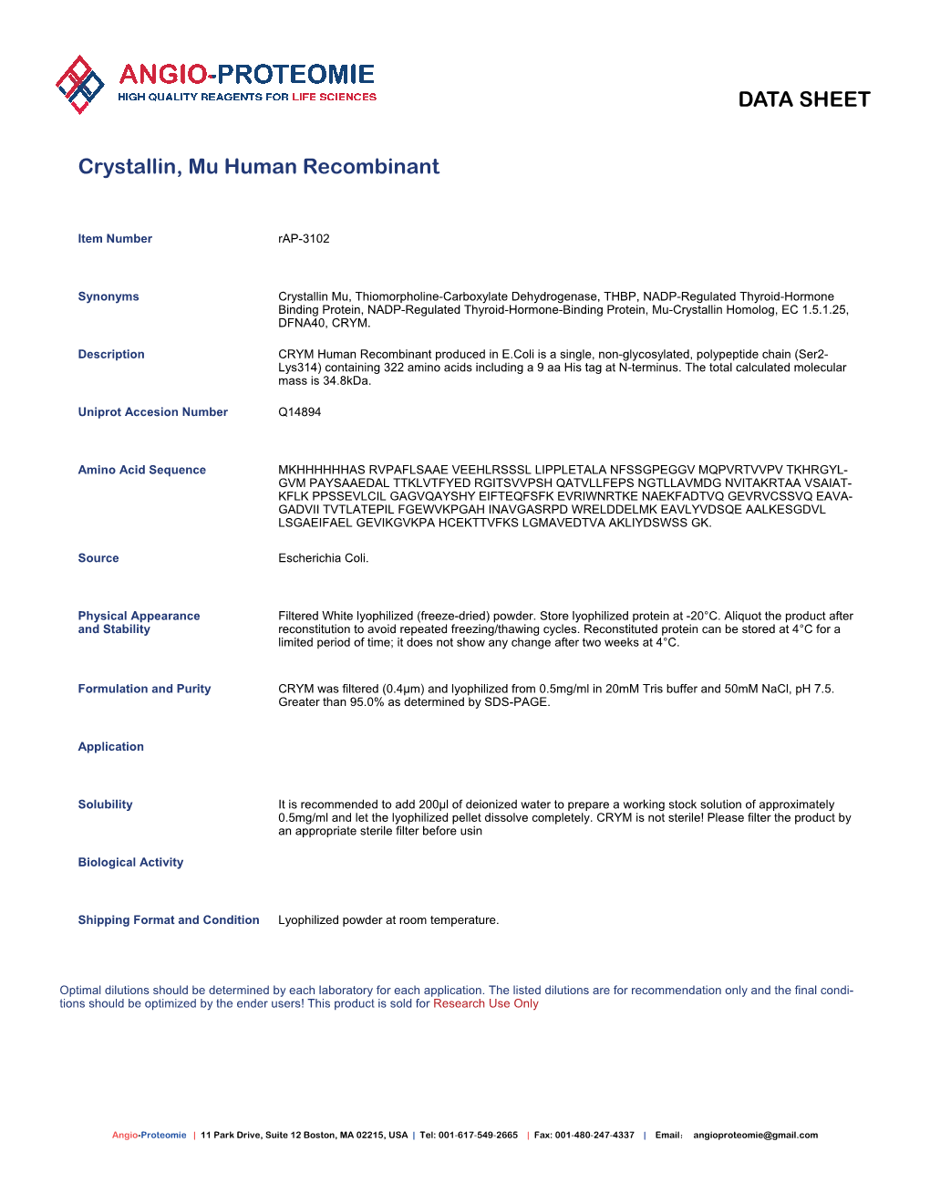 Protein, NADP-Regulated Thyroid-Hormone-Binding Protein, Mu-Crystallin Homolog, EC 1.5.1.25, DFNA40, CRYM