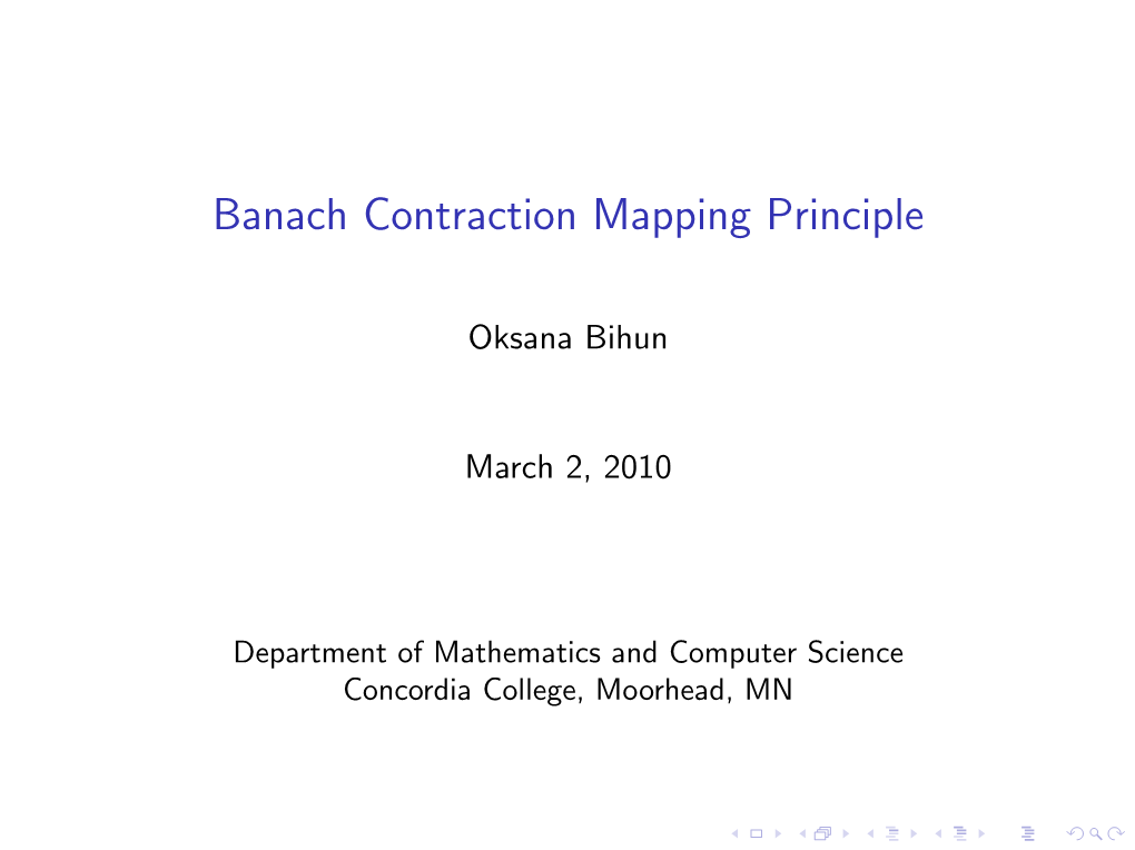Banach Contraction Mapping Principle