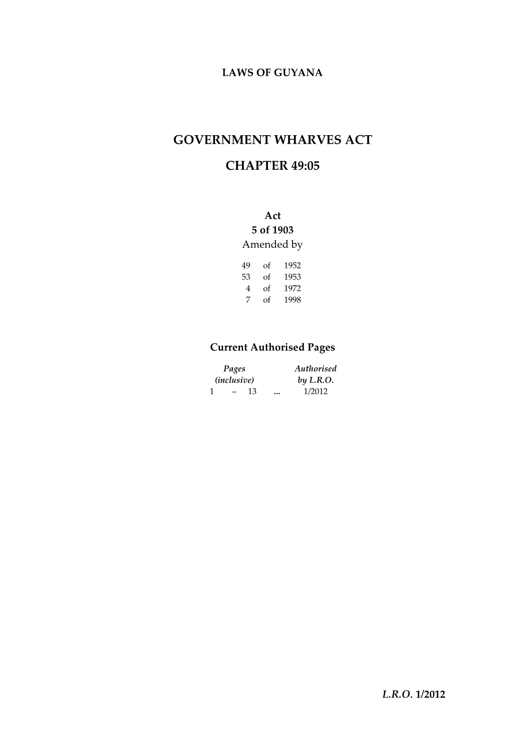 Government Wharves Act