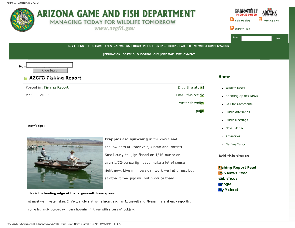 AZGFD.Gov AZGFD Fishing Report