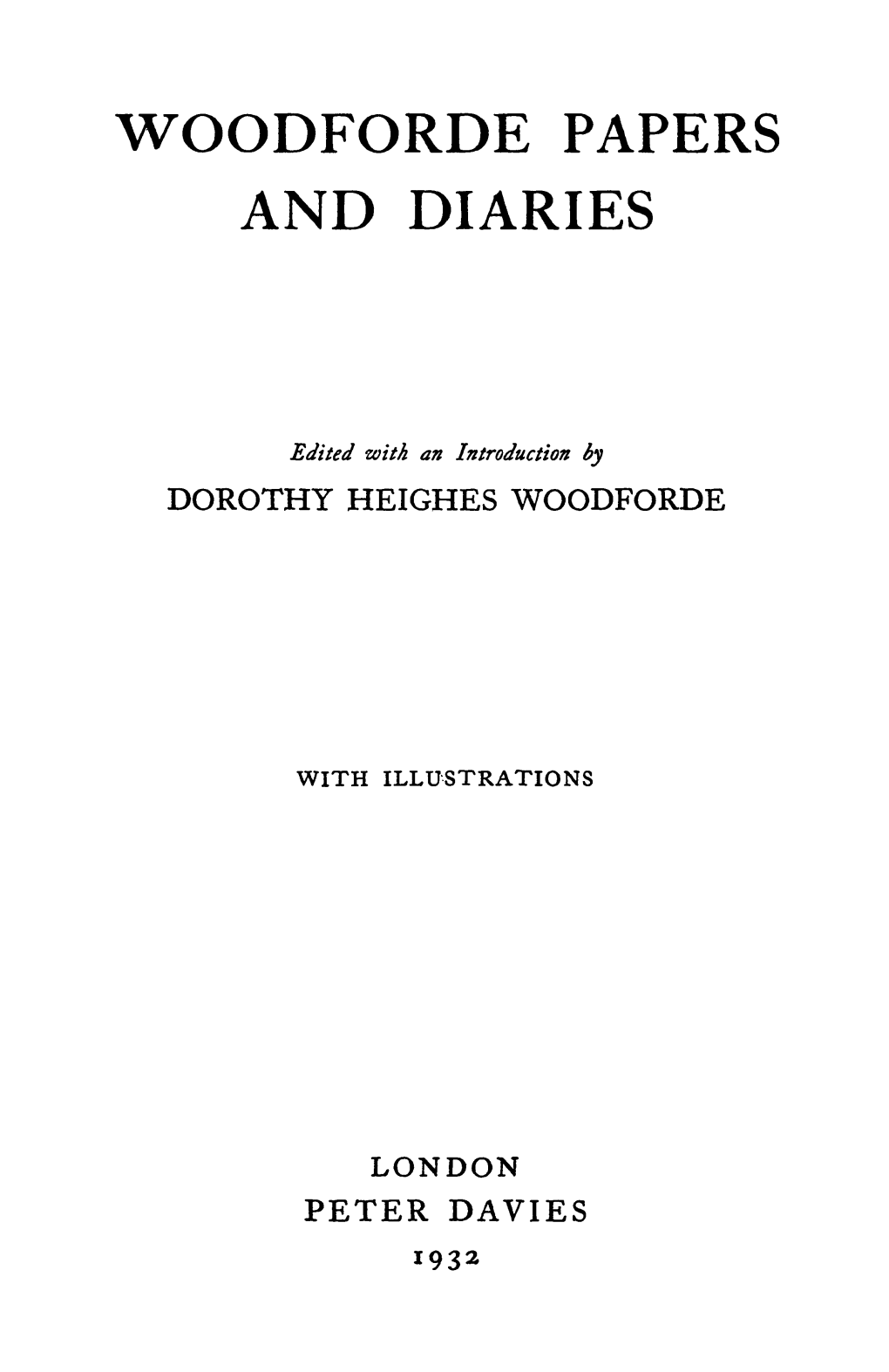 Woodforde Papers and Diaries