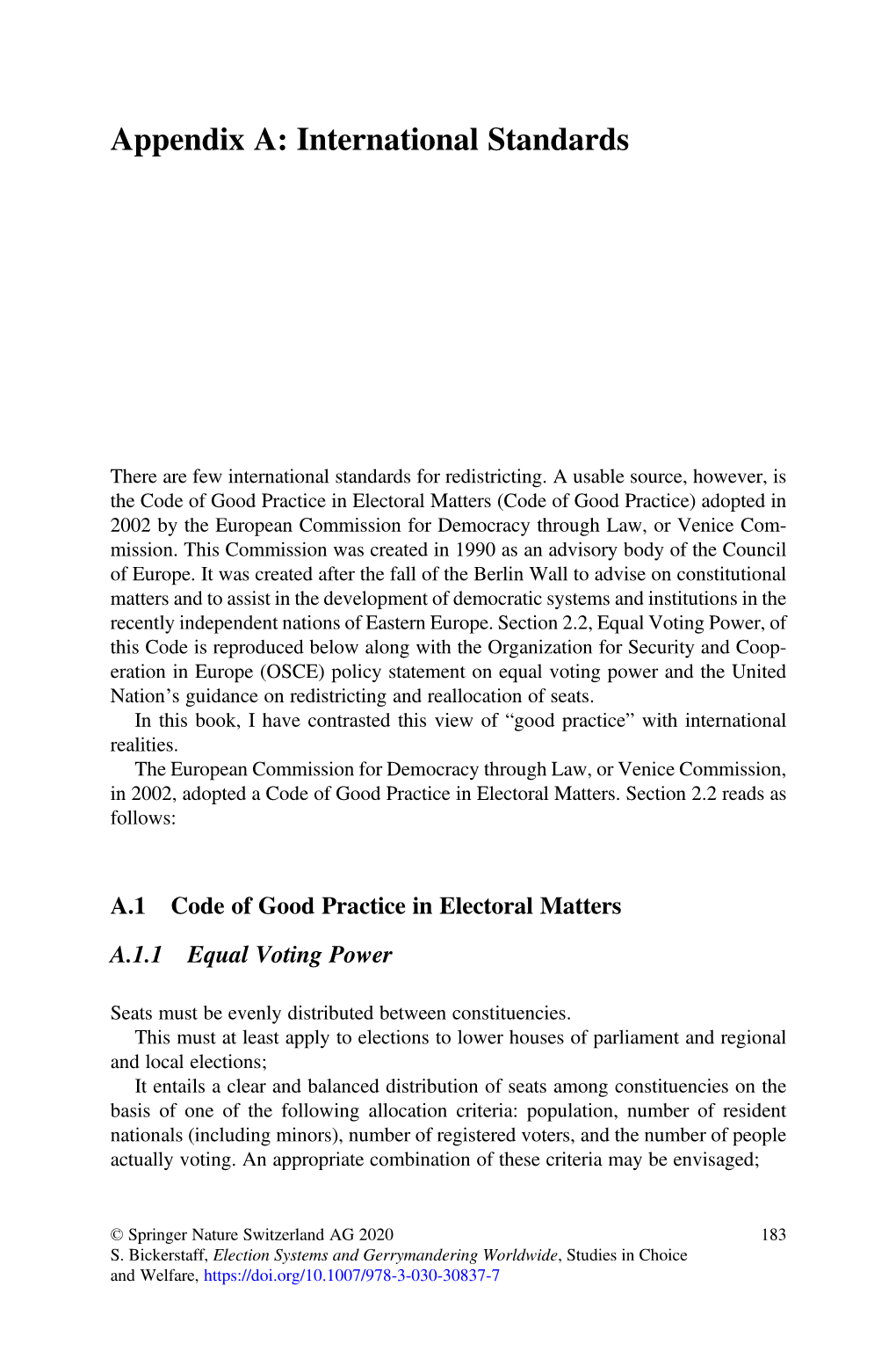 Appendix A: International Standards