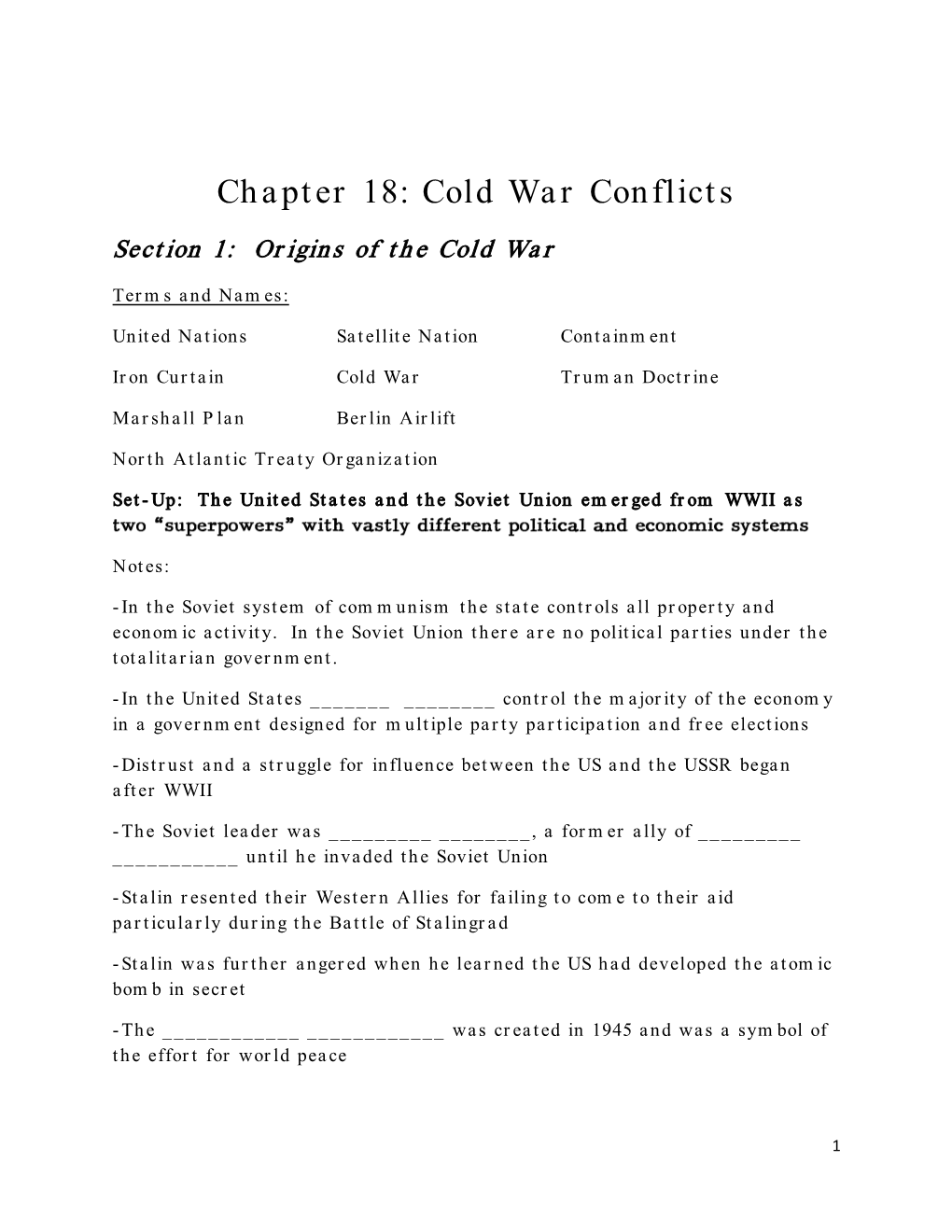 Chapter 18: Cold War Conflicts