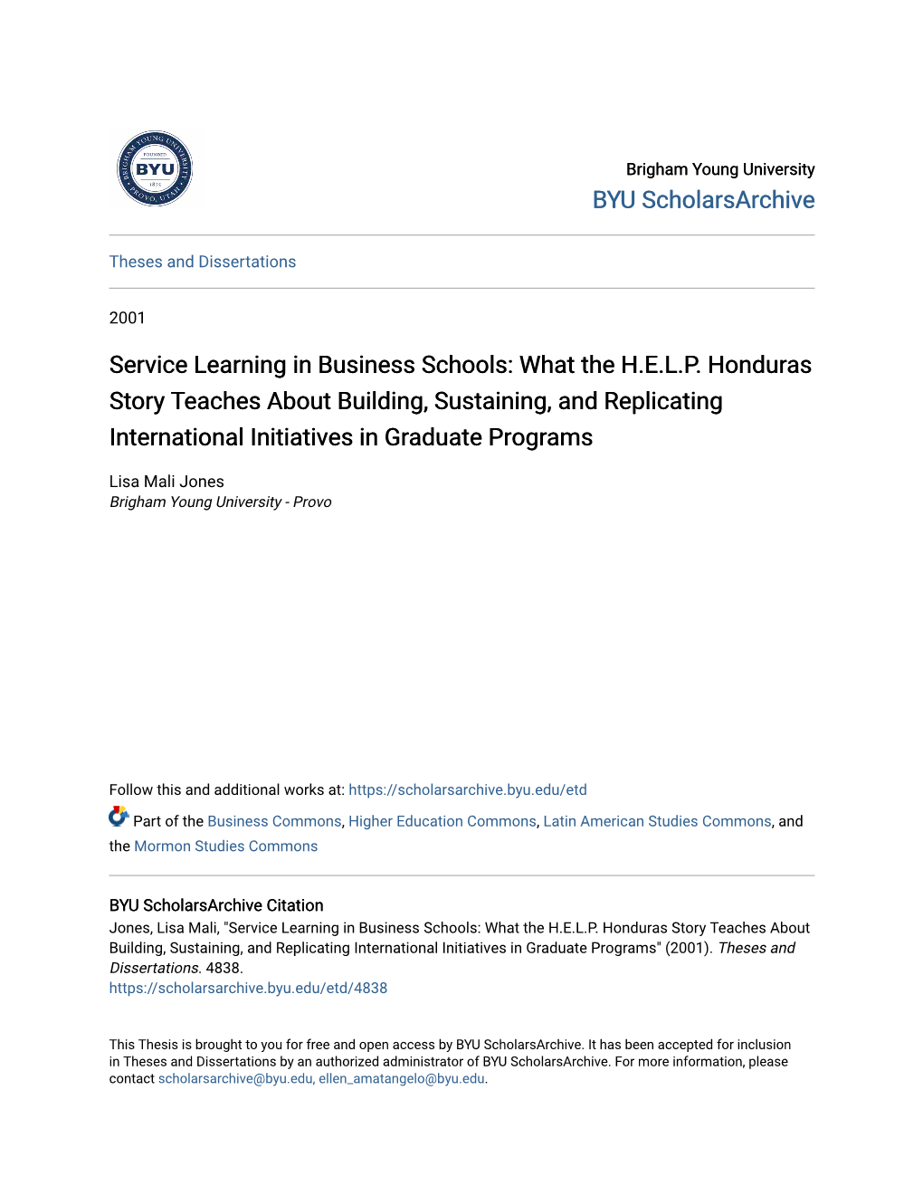 Service Learning in Business Schools: What the H.E.L.P
