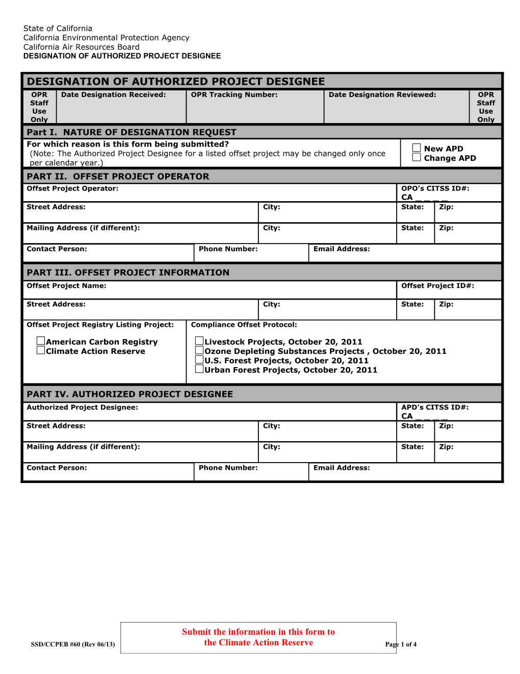 Background for Designation of Authorized Project Designee