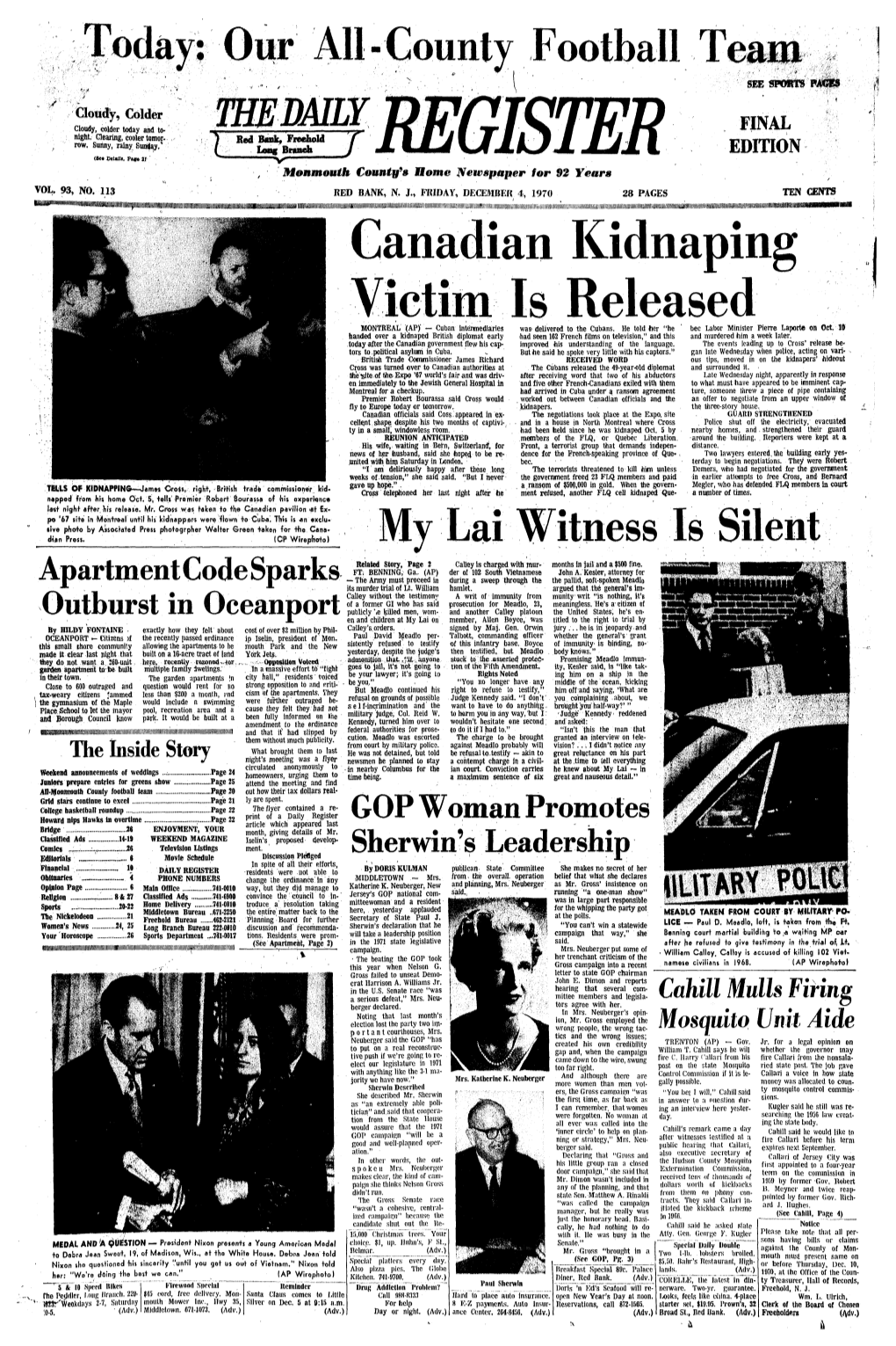 An Kidnaping Is Released MONTREAL (AP)" — Cuban Intermediaries Was- Delivered to the Cubans