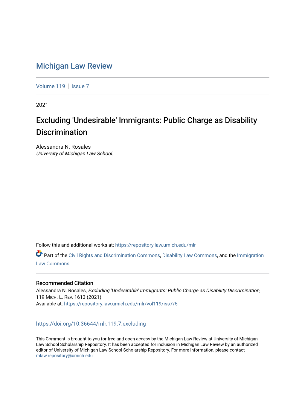 Immigrants: Public Charge As Disability Discrimination