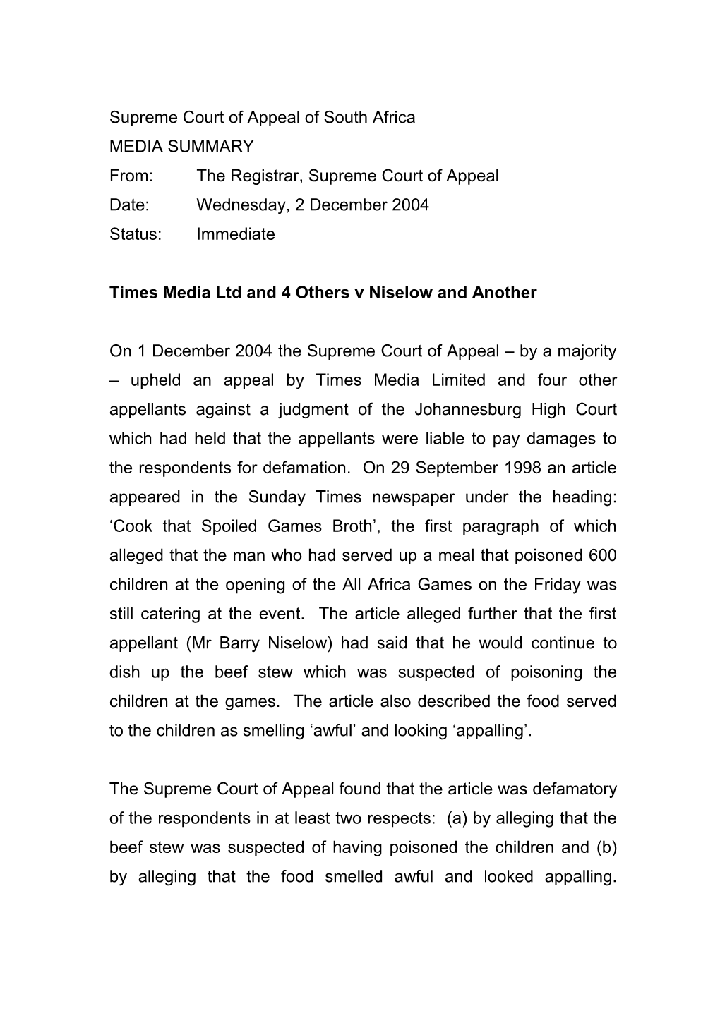 Supreme Court of Appeal of South Africa s4