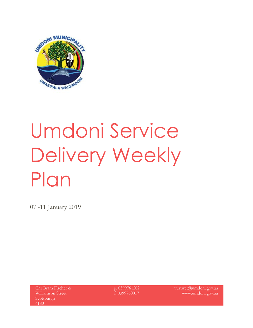 Weekly Service Delivery Plan 07