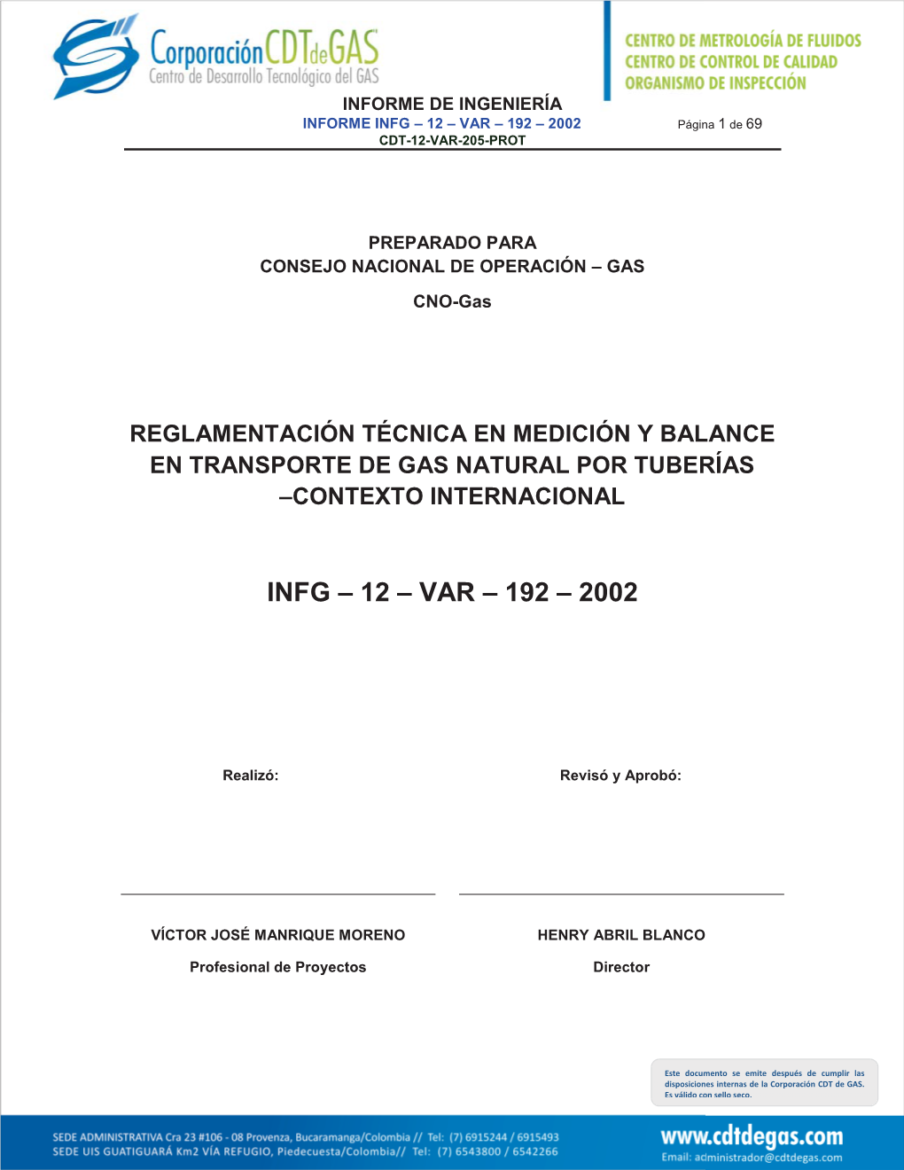 INFG – 12 – VAR – 192 – 2002 Página 1 De 69 CDT-12-VAR-205-PROT