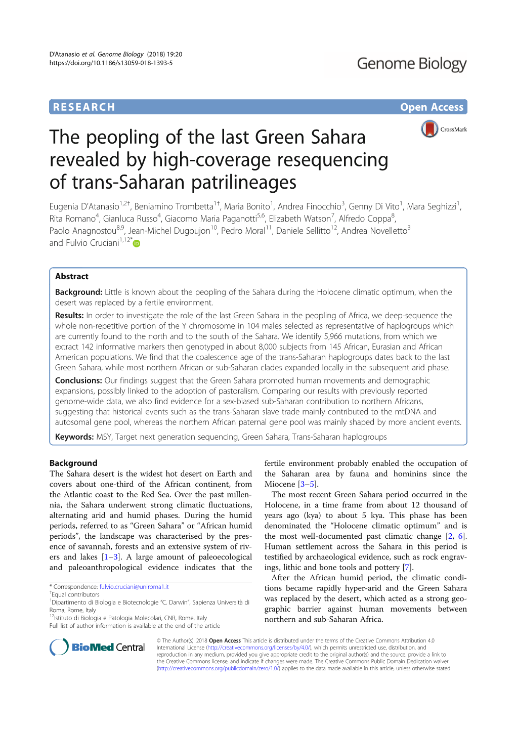 The Peopling of the Last Green Sahara Revealed by High
