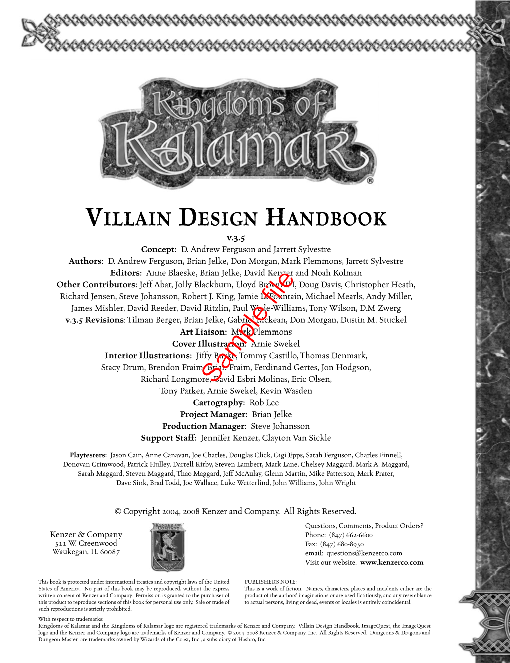 VILLAIN DESIGN HANDBOOK V.3.5 Concept: D