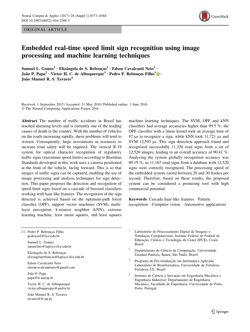 Embedded Real-Time Speed Limit Sign Recognition Using Image Processing and Machine Learning Techniques