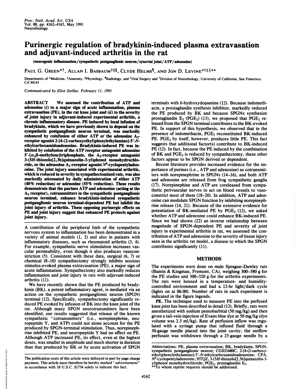 Purinergic Regulation of Bradykinin-Induced Plasma