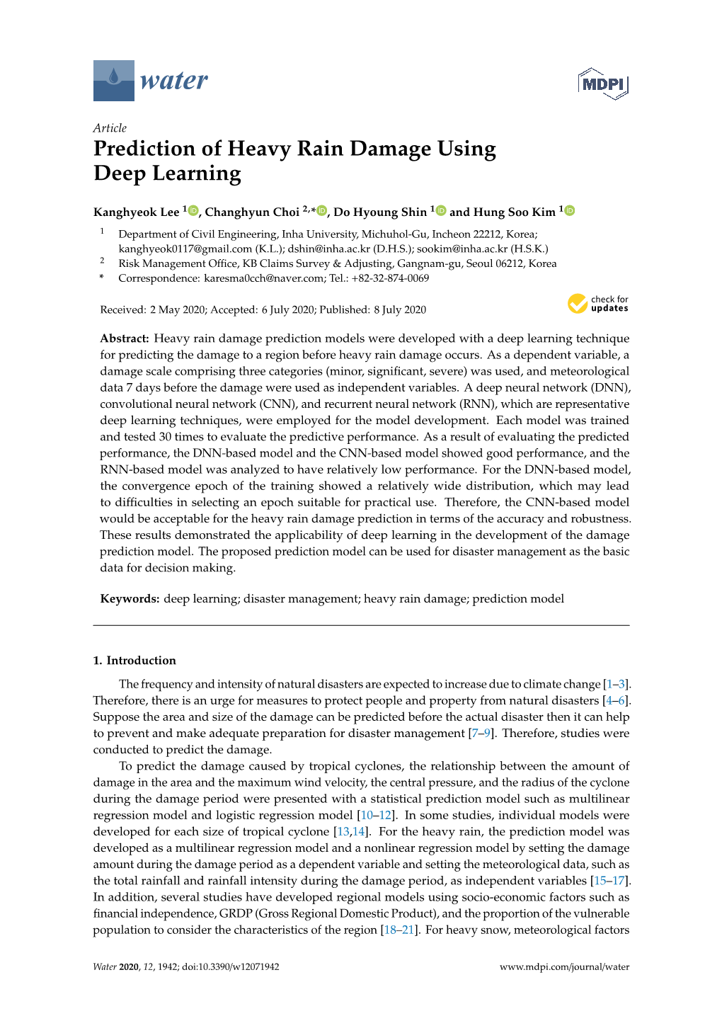 Prediction of Heavy Rain Damage Using Deep Learning