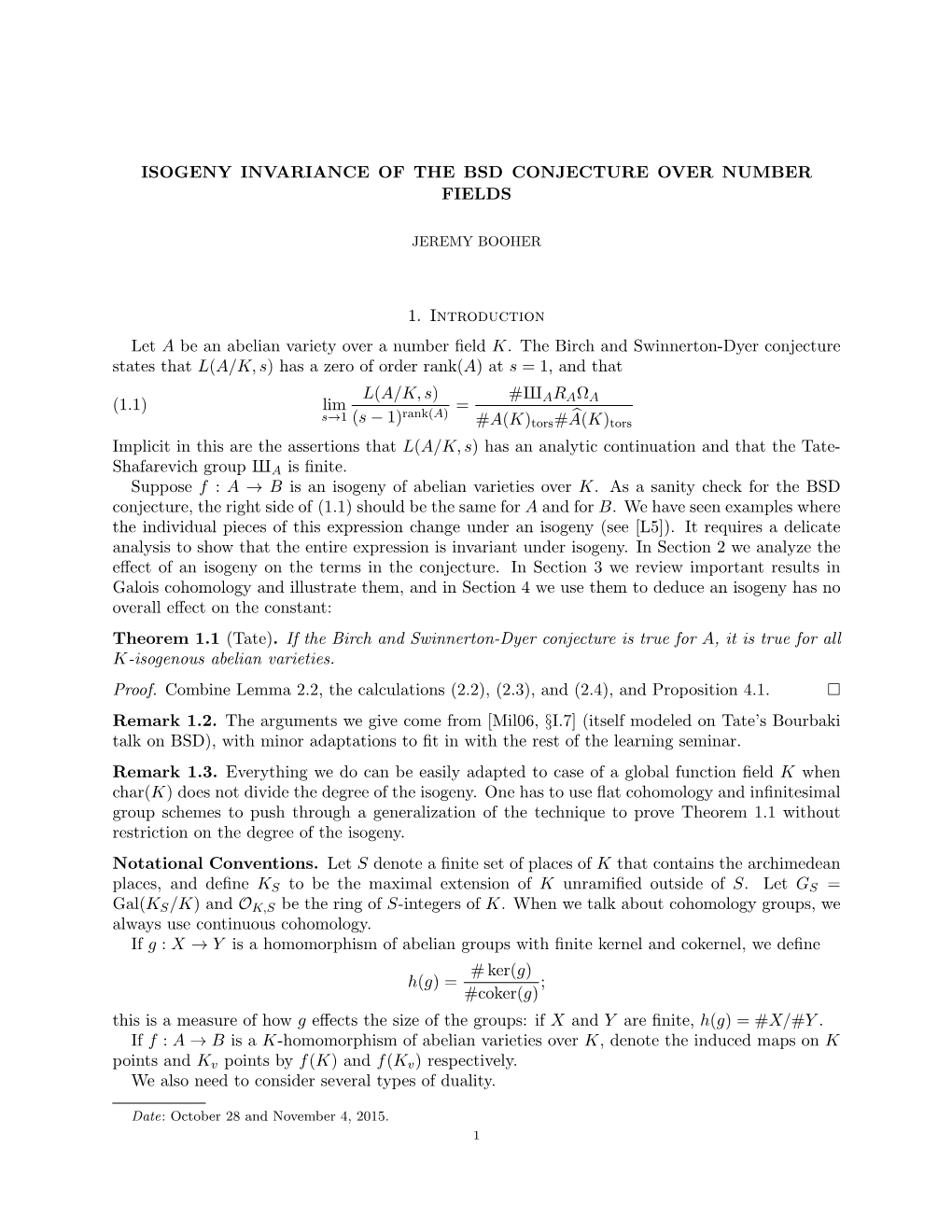 The Isogeny Invariance of the BSD Conjecture Over Number Fields