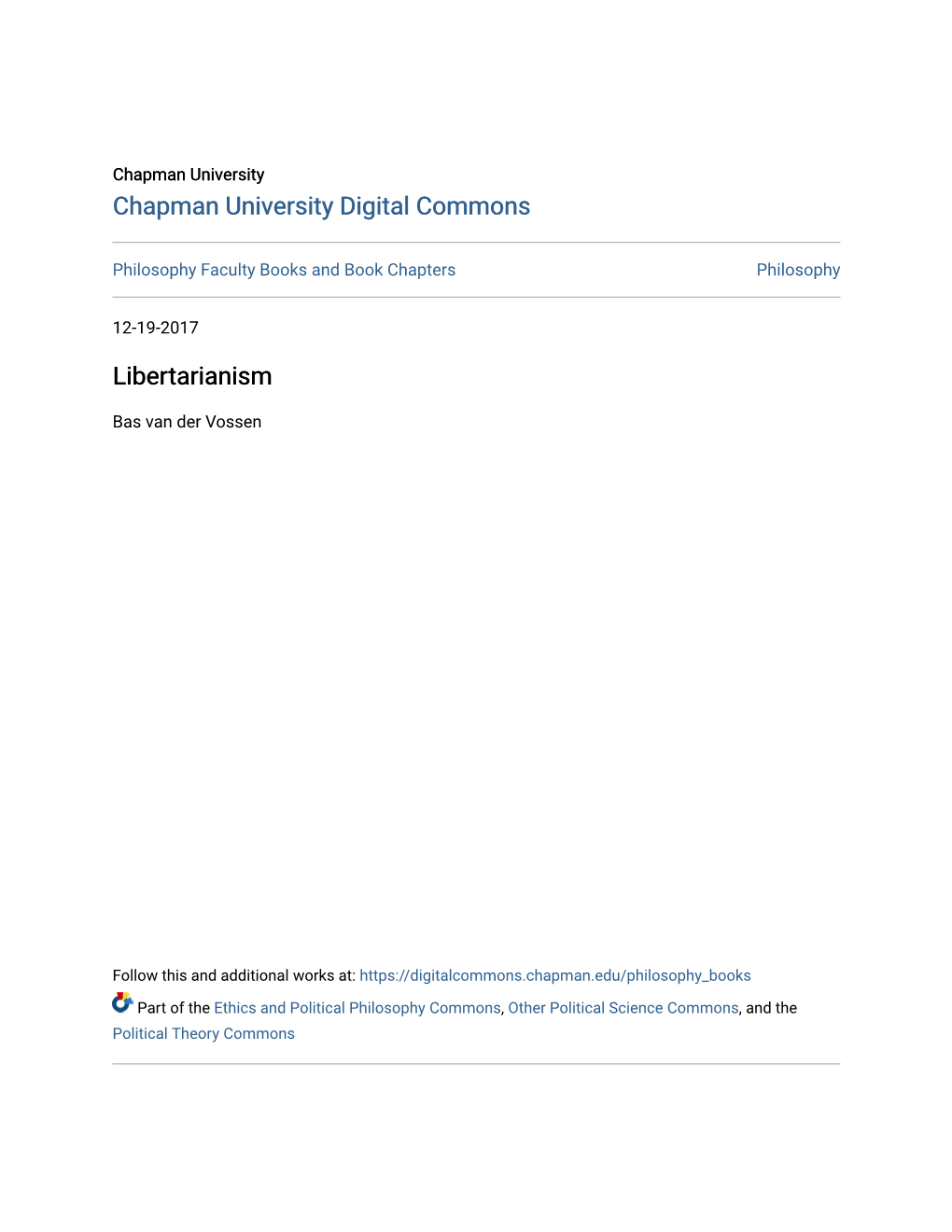 Chapman University Digital Commons Libertarianism