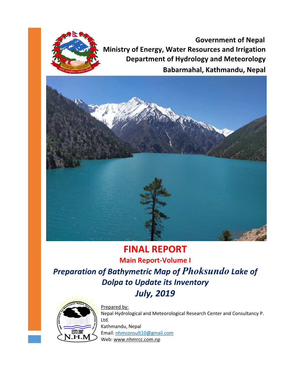 Draft Final Report Prepare Bathymetric Map of Phoksundo