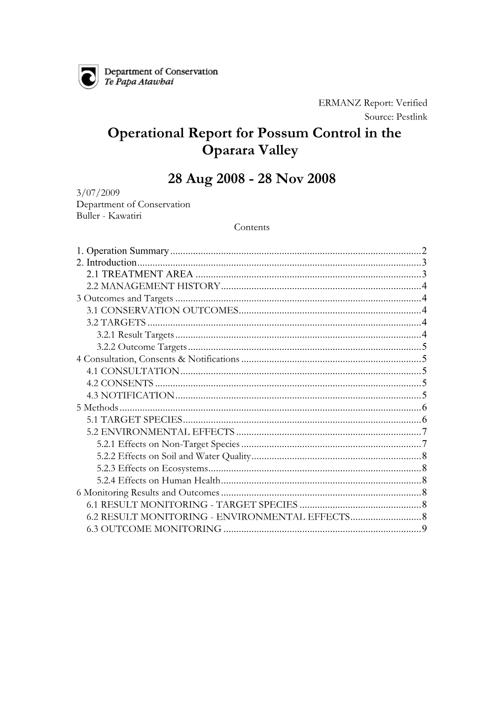 2008 West Coast Oparara Valley Report(PDF, 157